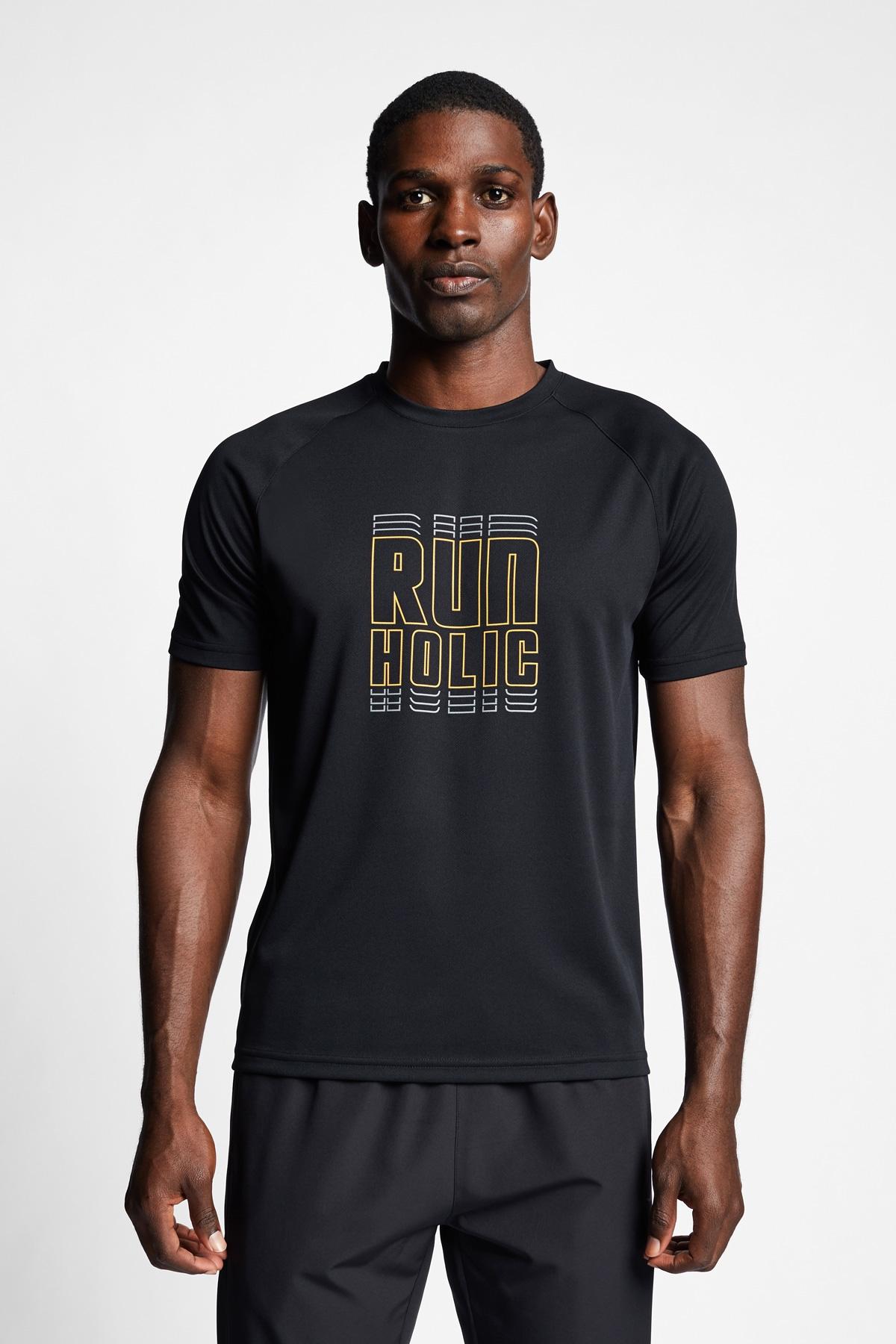 Lescon Siyah Erkek Koşu Kısa Kollu T-Shirt 22B-1015