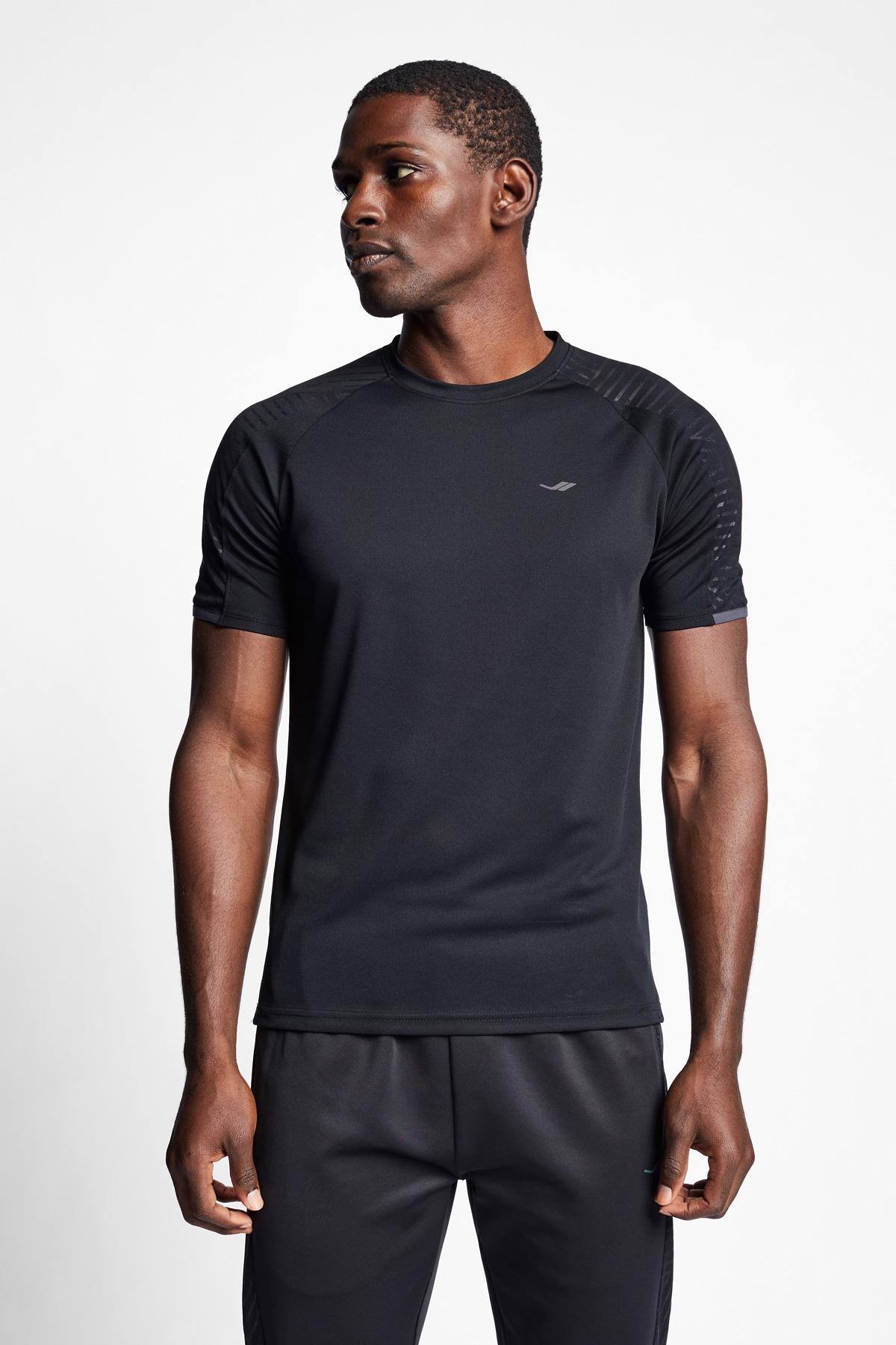 Lescon Siyah Erkek Koşu Kısa Kollu T-Shirt 22B-1013